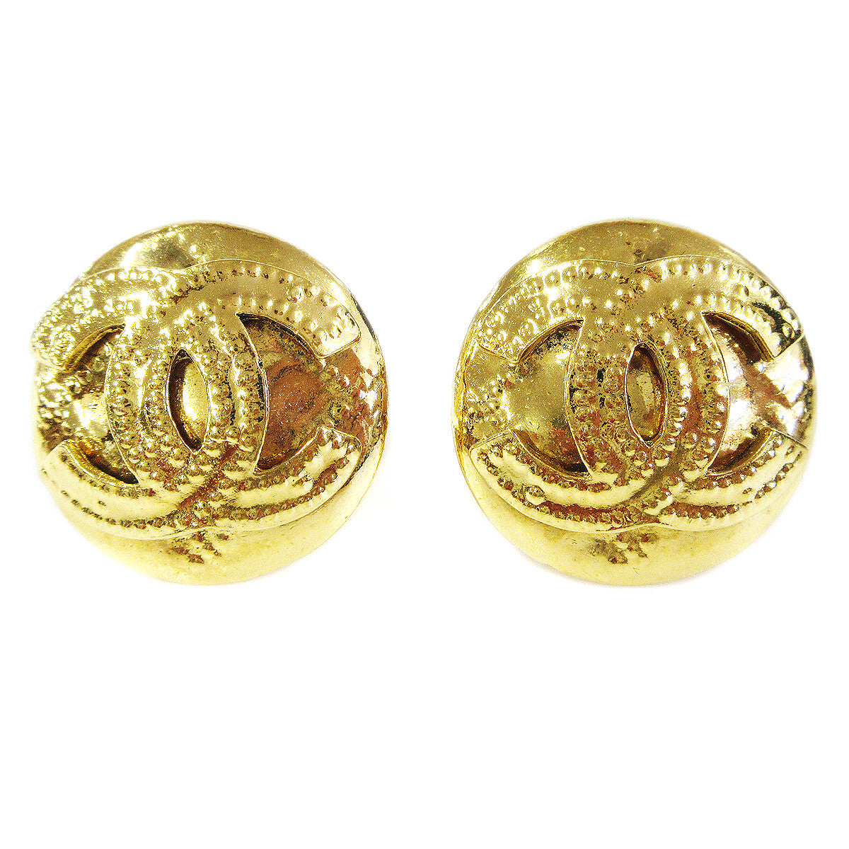 Chanel Cc Button Clip-On Earrings Metal Gold Gold_Plated Earrings Jewelry