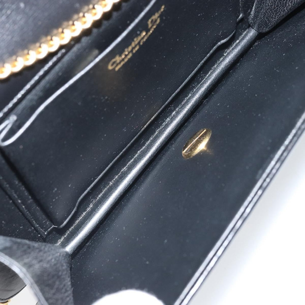 Christian Dior Vintage Cd Chain Flap Shoulder Bag Leather Black Leather Shoulder Bag Bag (Pre-Owned)