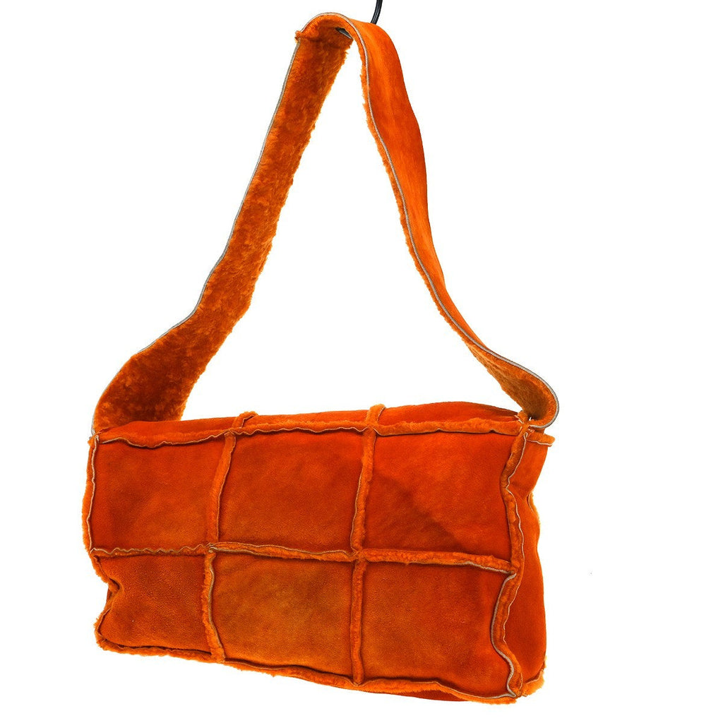 Chanel Flap Shoulder Bag Shearling And Suede Orange Fur Shoulder Bag Bag