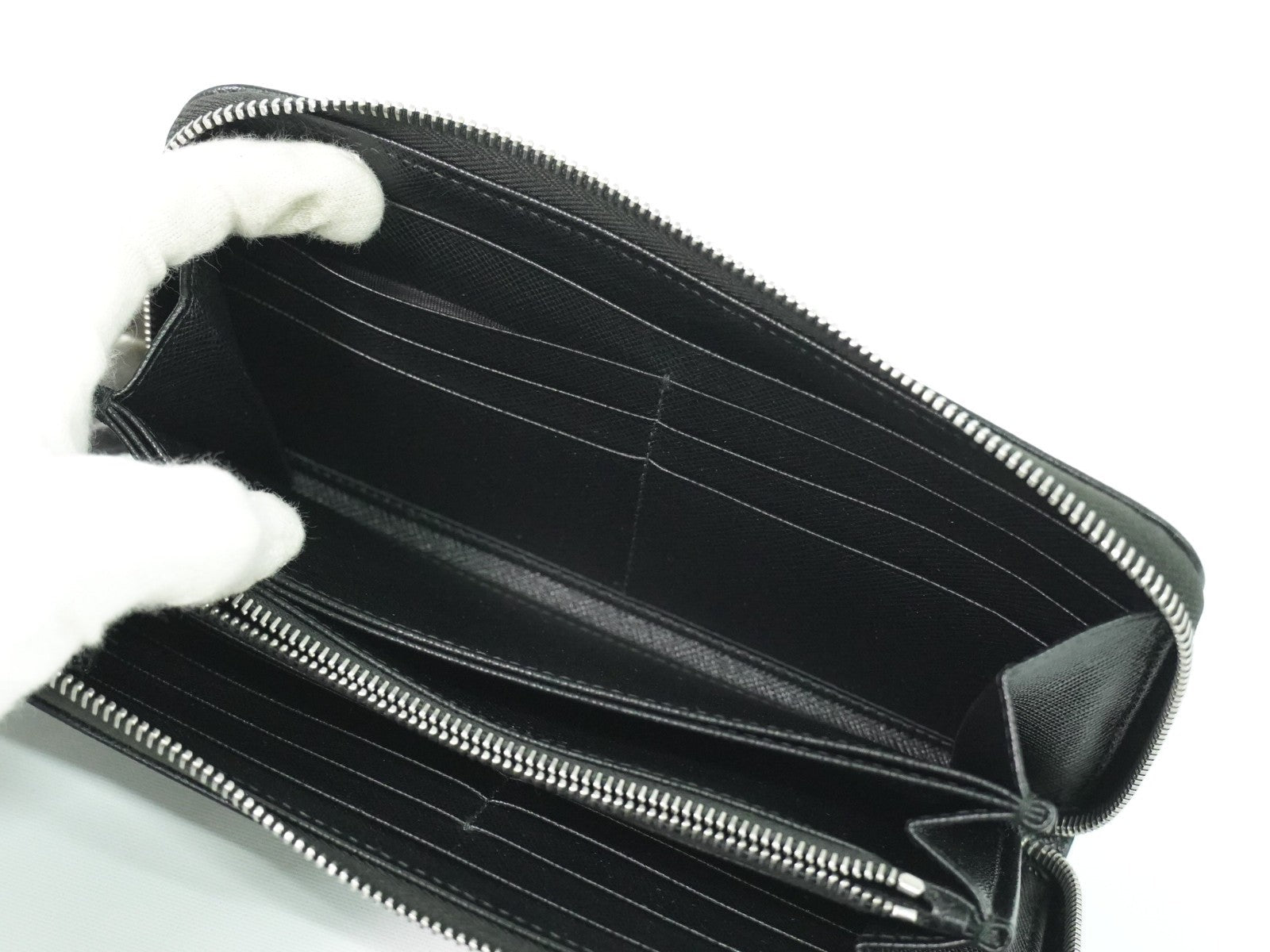 Prada Saffiano Wallet Leather Black Leather Wallets Accessory