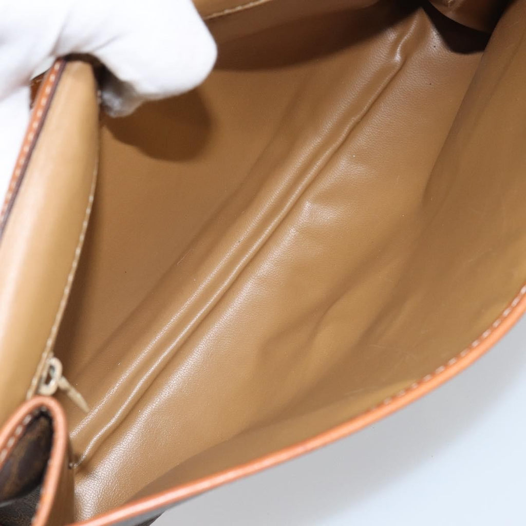 Celine Vintage Macadam Shoulder Bag Canvas And Leather Brown Canvas Shoulder Bag Bag