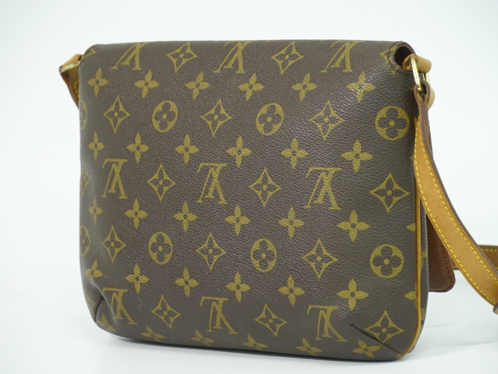 Louis Vuitton Musette Tango Handbag Monogram Canvas Brown Canvas Shoulder Bag