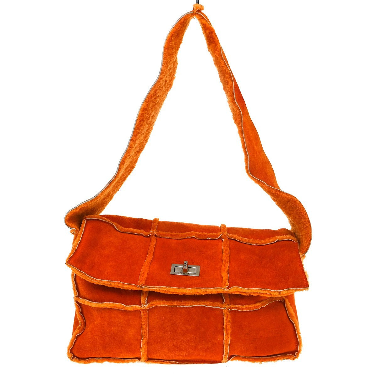 Chanel Flap Shoulder Bag Shearling And Suede Orange Fur Shoulder Bag Bag