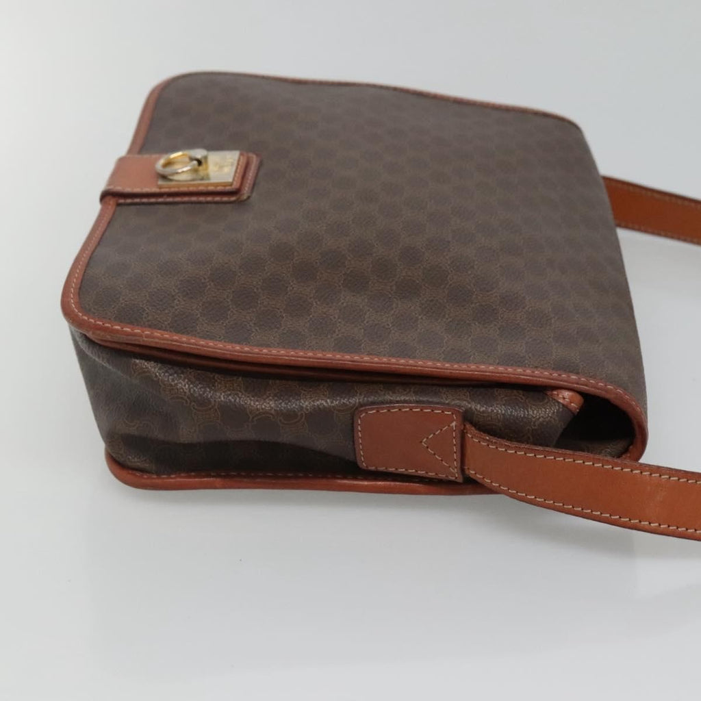 Celine Vintage Macadam Shoulder Bag Canvas And Leather Brown Canvas Shoulder Bag Bag