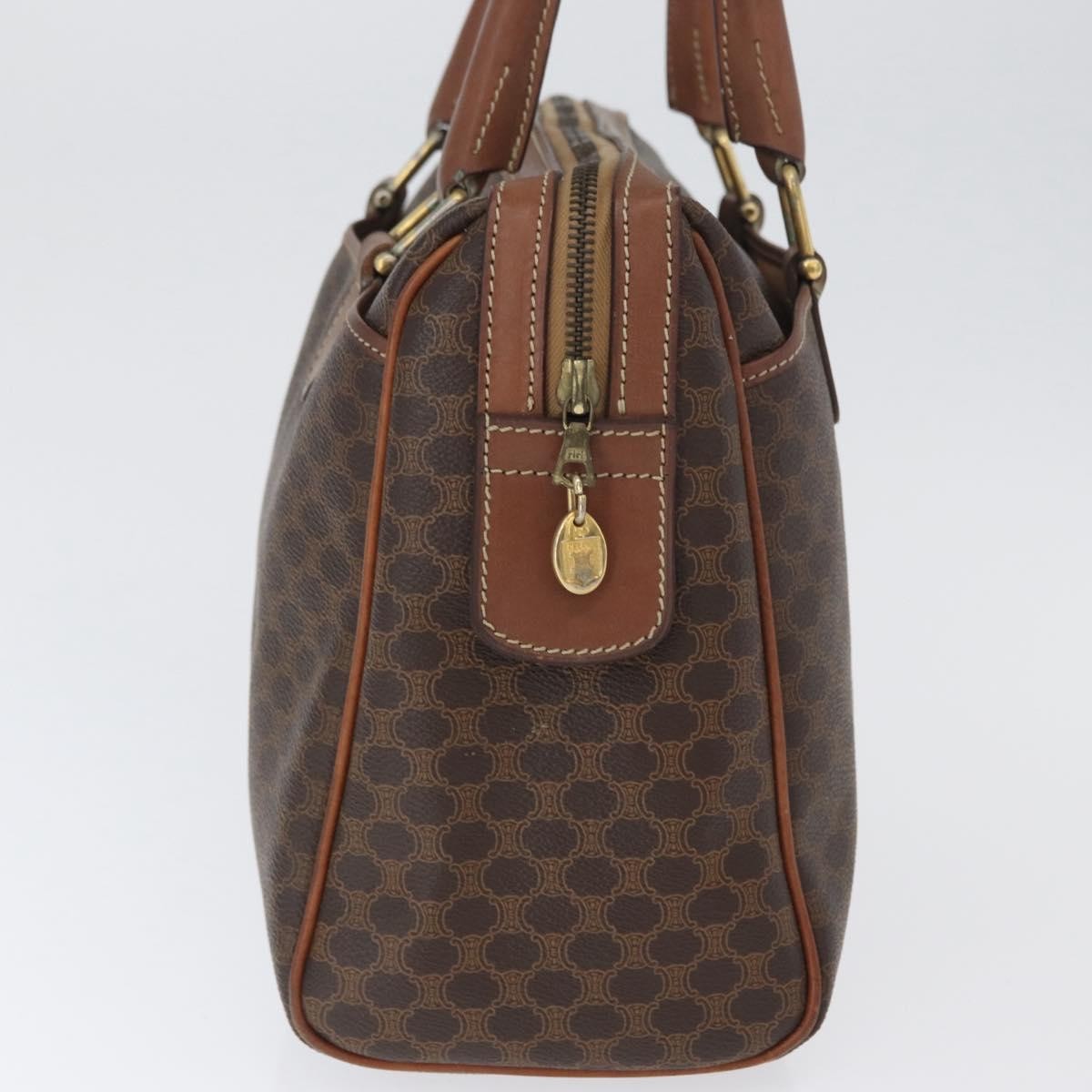 Celine Vintage Macadam Handbag Canvas And Leather Brown Canvas Handbag