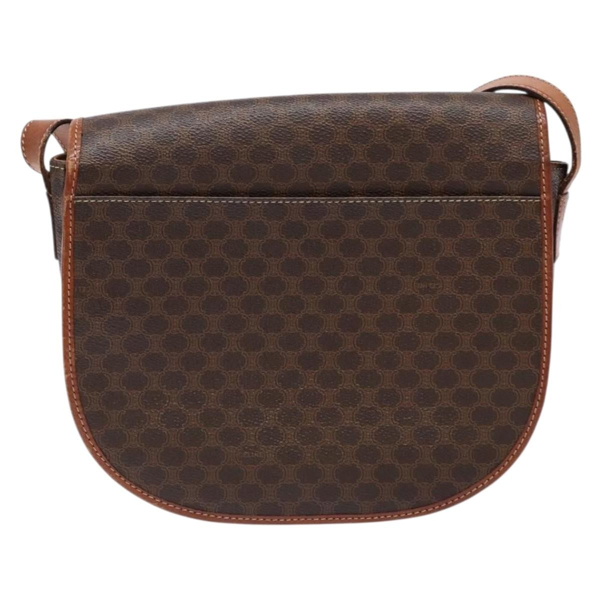 Celine Macadam Shoulder Bag Pvc Leather Brown Canvas Bag