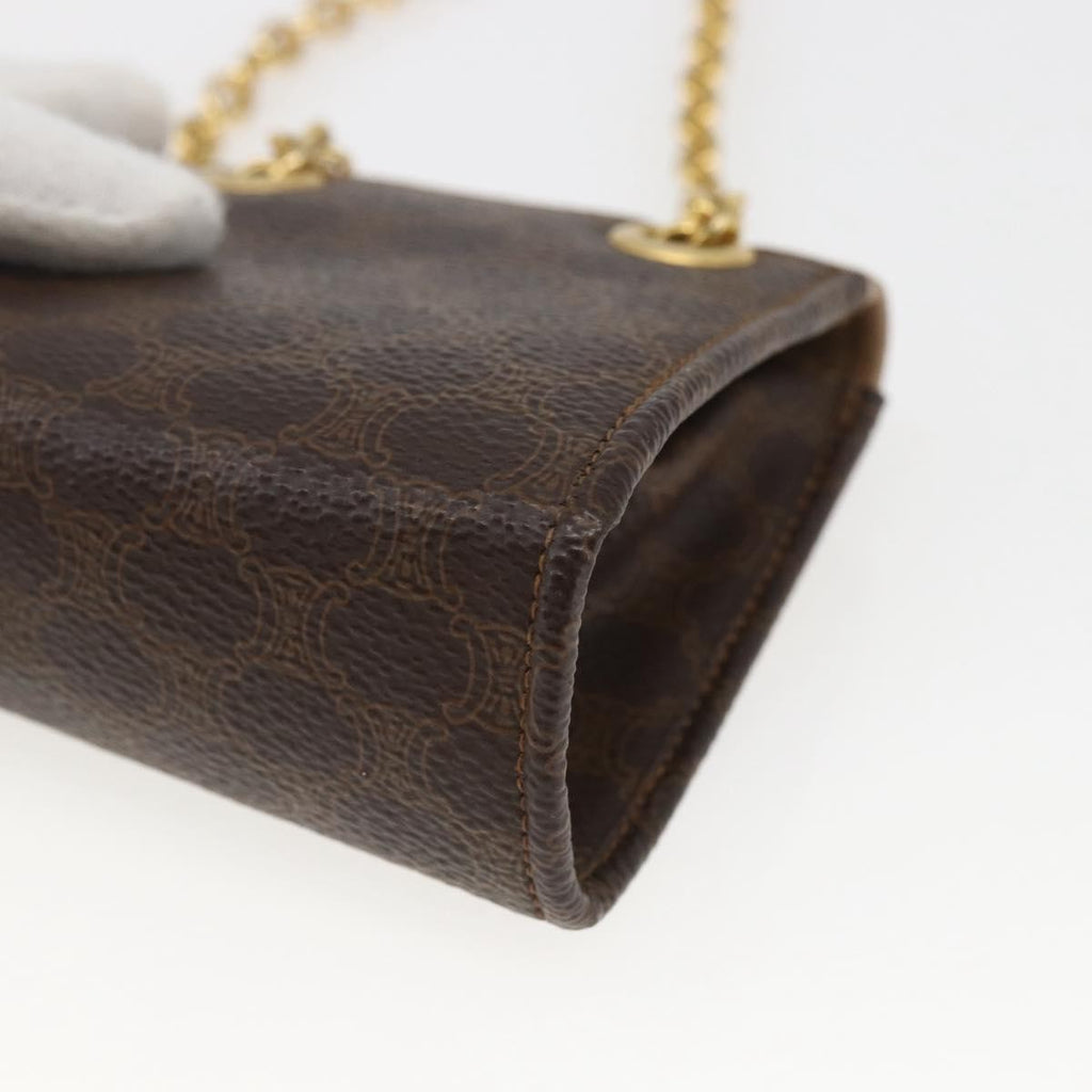 Celine Vintage Macadam Shoulder Bag Canvas And Leather Brown Canvas Shoulder Bag Bag