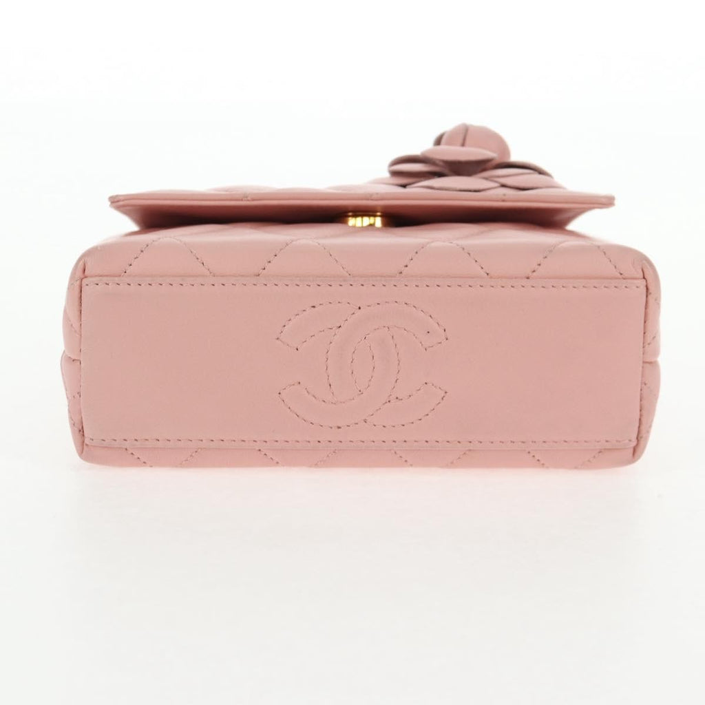 Chanel Vintage Camellia Flap Bag Quilted Lambskin Pink Leather Bag