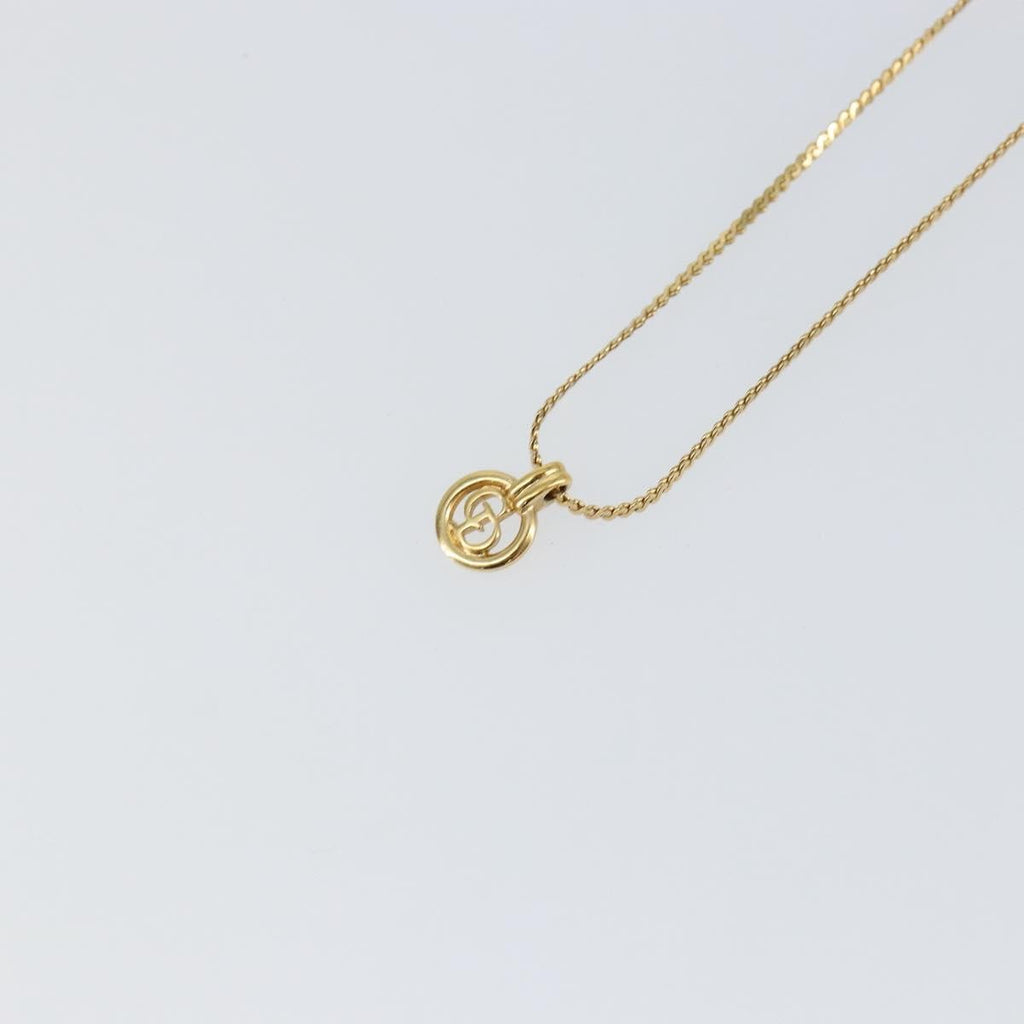 Christian Dior Cd Round Pendant Necklace Metal Gold Metal Necklace Jewelry (Pre-Owned)