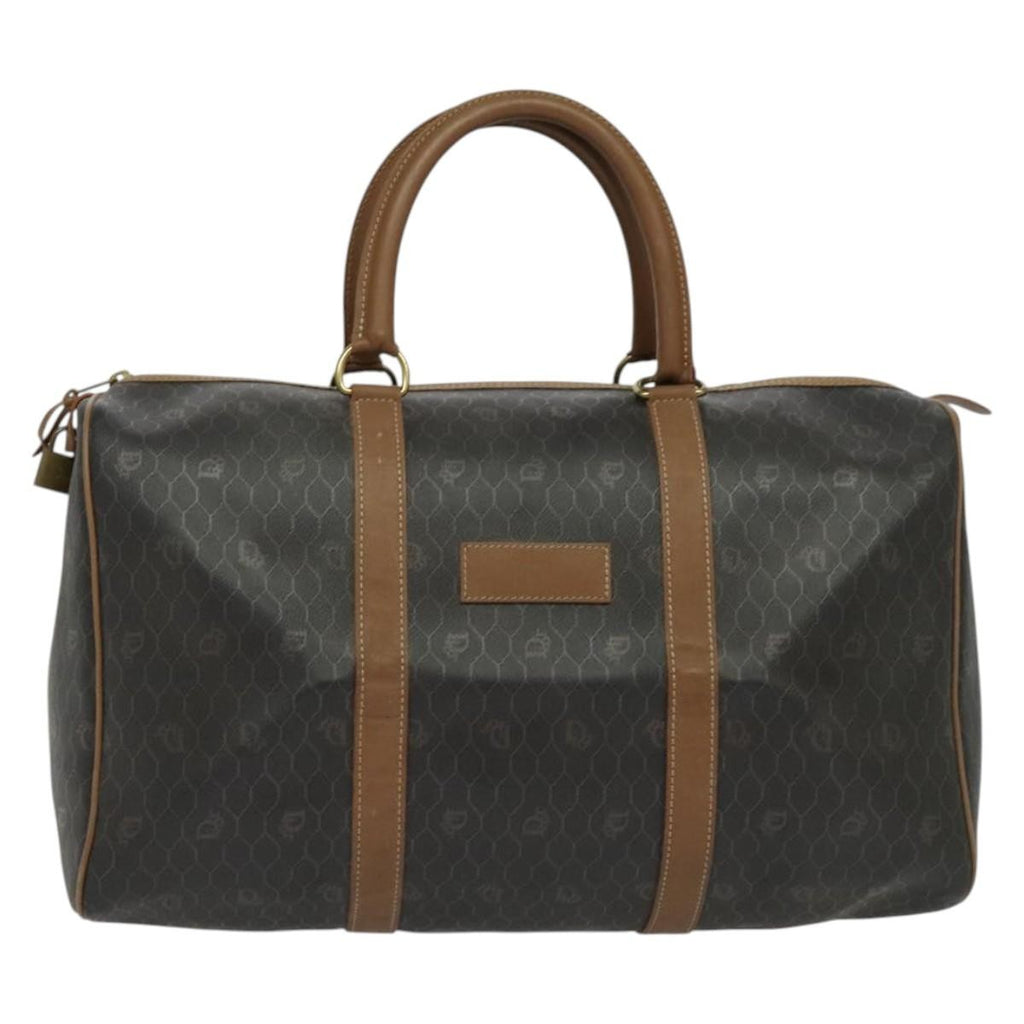 Christian Dior Vintage Honeycomb Handbag Canvas Leather Black Canvas Bag (Pre-Owned)