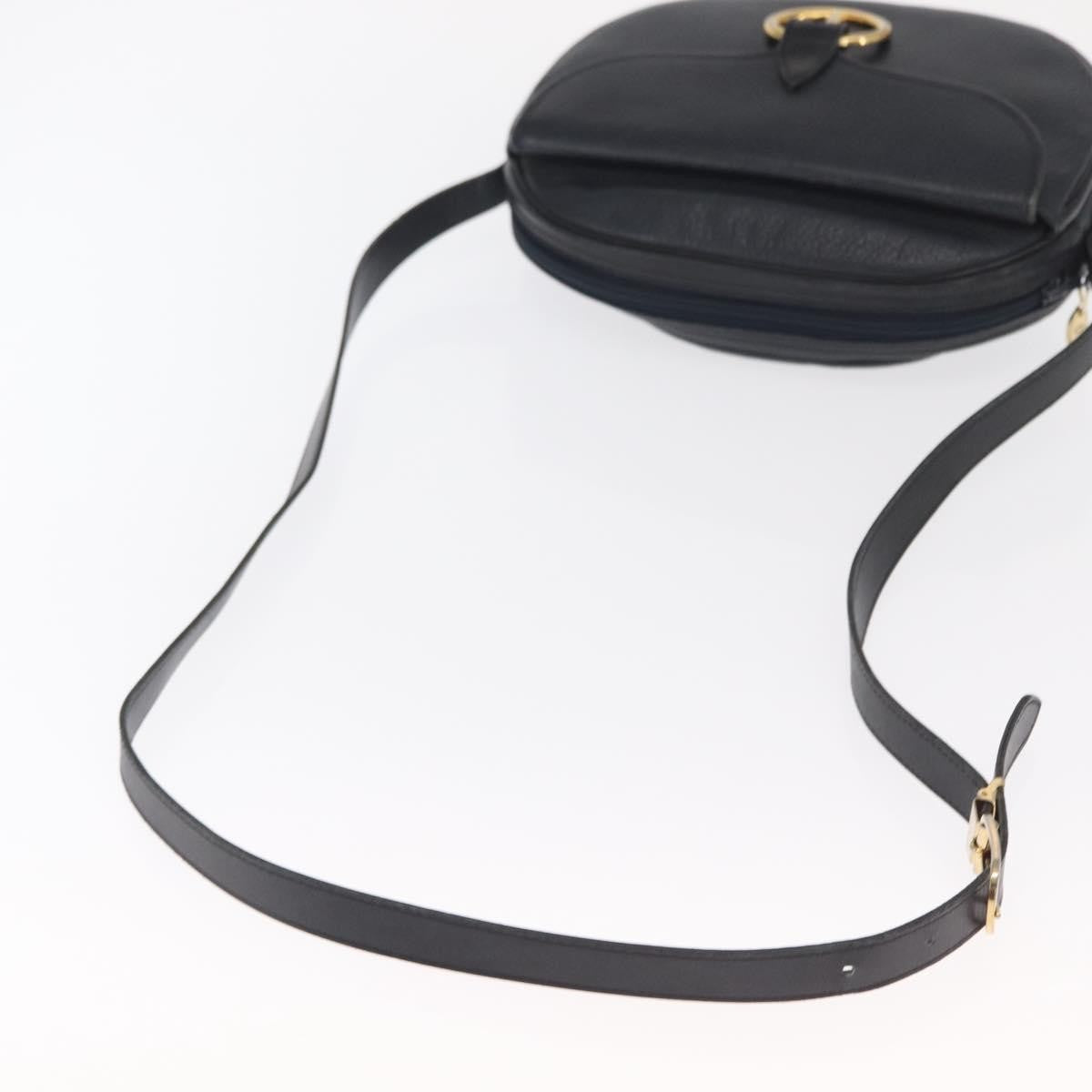 Christian Dior Vintage Shoulder Bag Leather Navy Leather Shoulder Bag Bag (Pre-Owned)