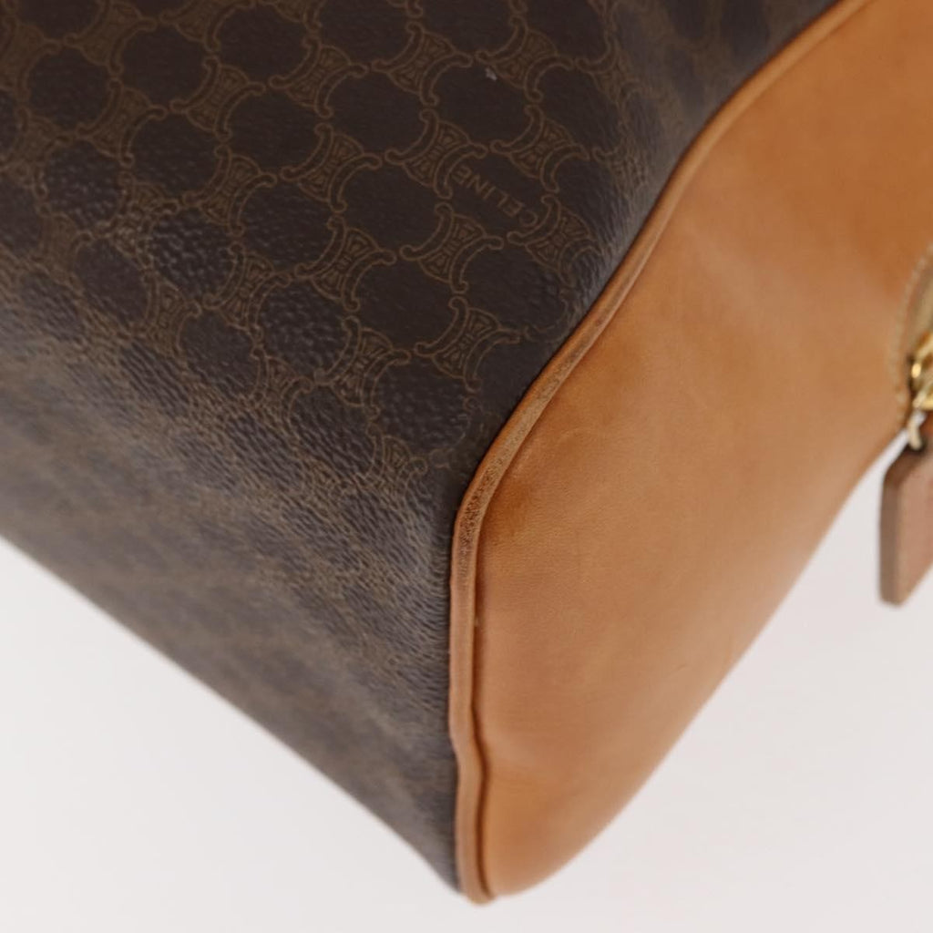 Celine Vintage Macadam Handbag Canvas And Leather Brown Canvas Handbag
