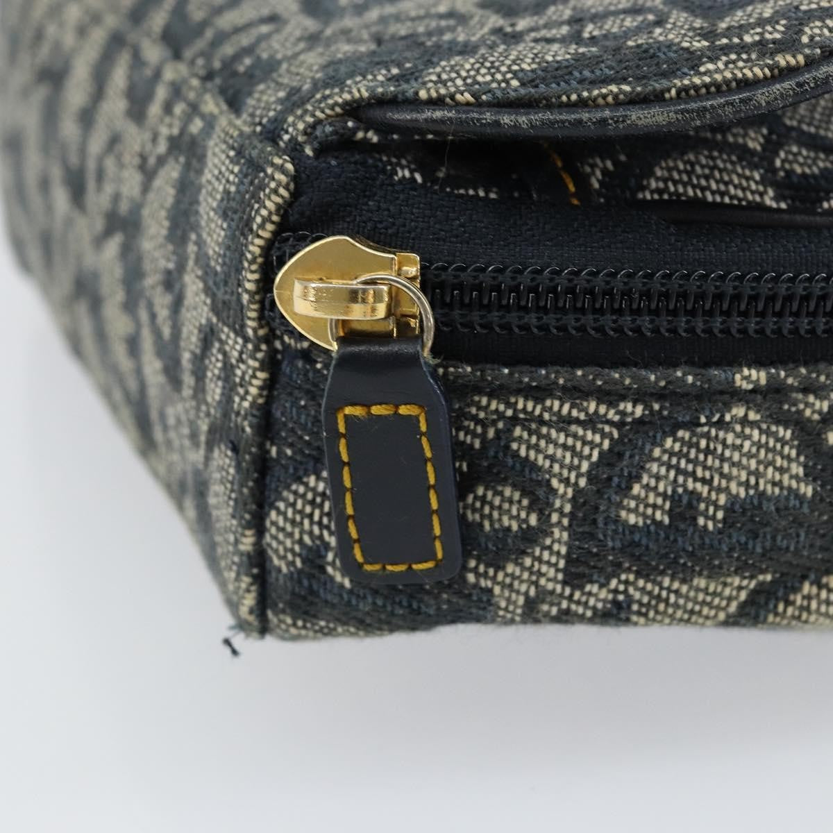 Christian Dior Vintage Saddle Coin Purse Diorissimo Canvas Blue Canvas Clutche & Pouche Bag (Pre-Owned)