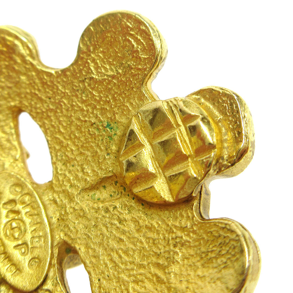 Chanel Vintage Flower Clip-On Earrings Metal Gold Gold_Plated Earrings Jewelry