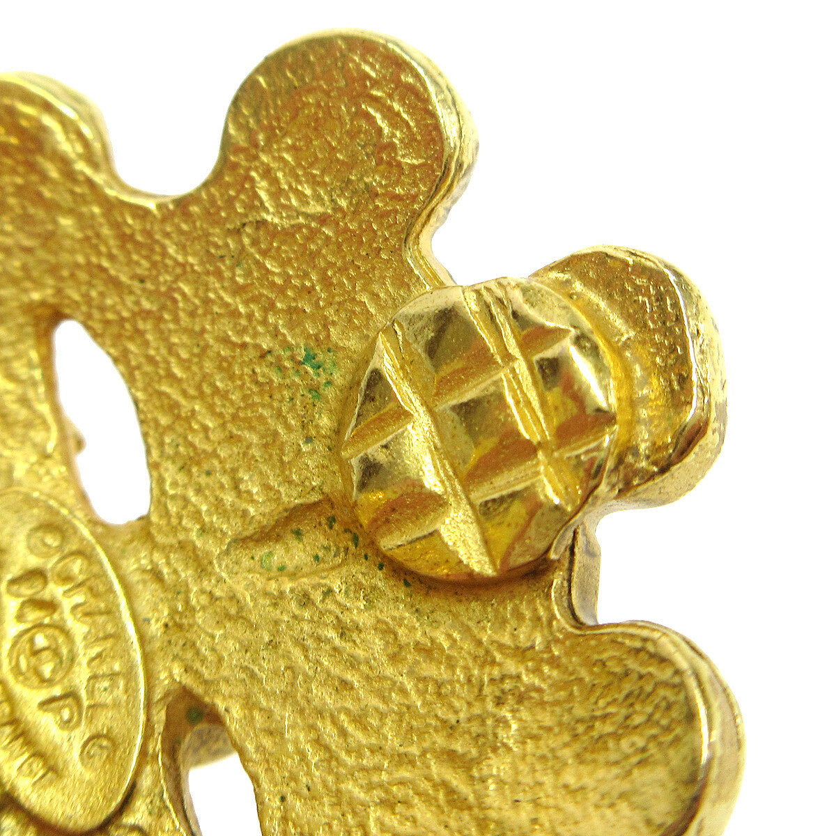 Chanel Vintage Flower Clip-On Earrings Metal Gold Gold_Plated Earrings Jewelry