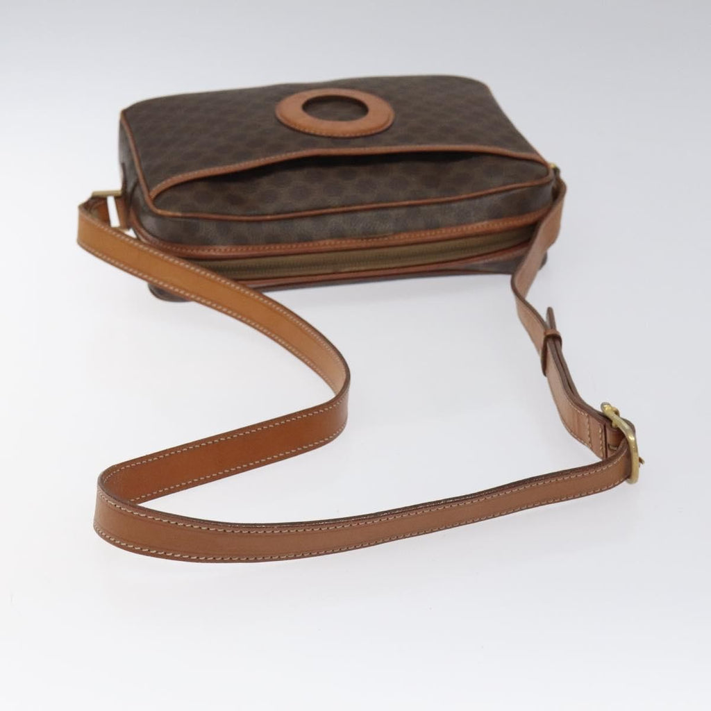 Celine Vintage Macadam Shoulder Bag Canvas And Leather Brown Canvas Shoulder Bag Bag