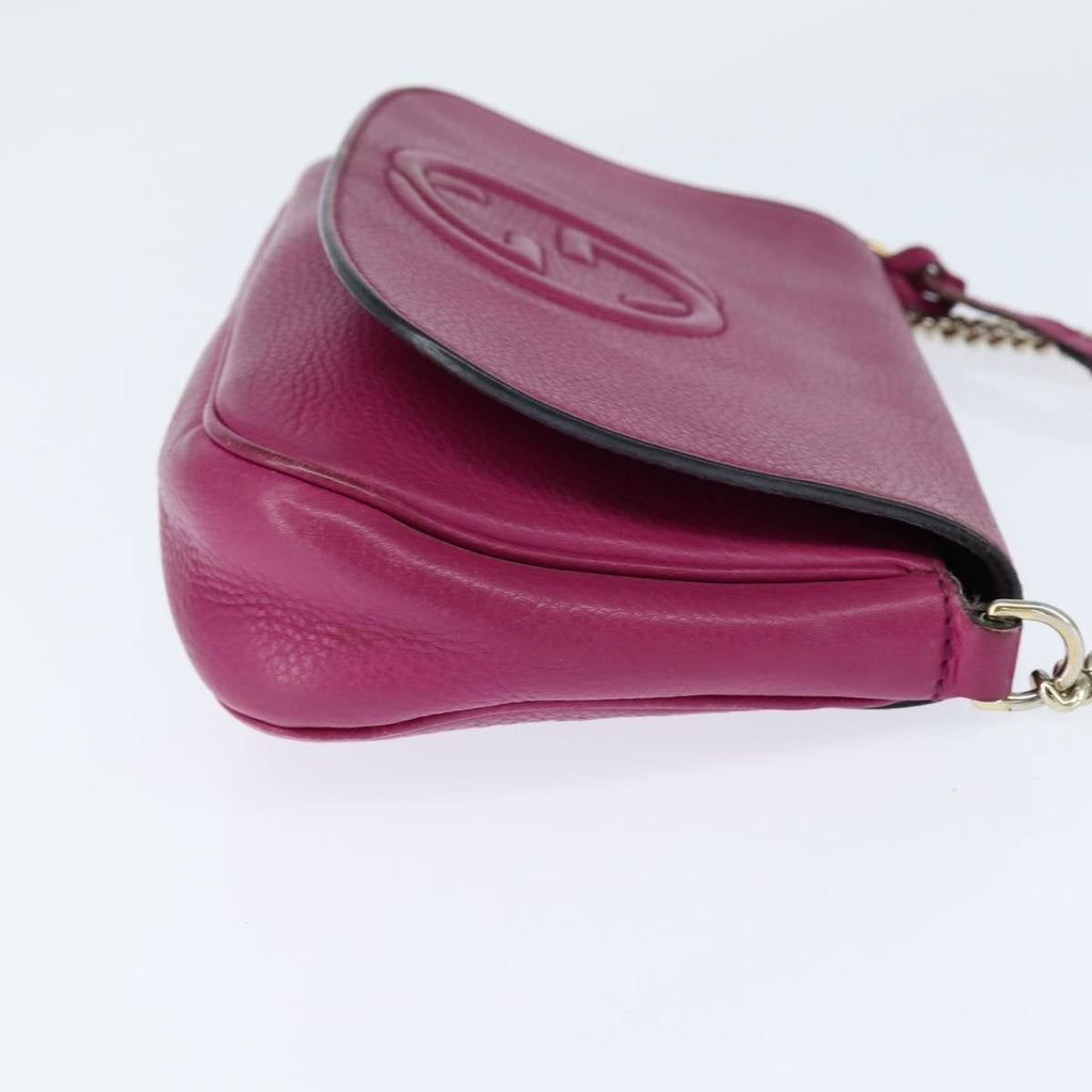 Gucci Soho Chain Crossbody Bag Leather Pink Leather Shoulder Bag Bag (Pre-Owned)