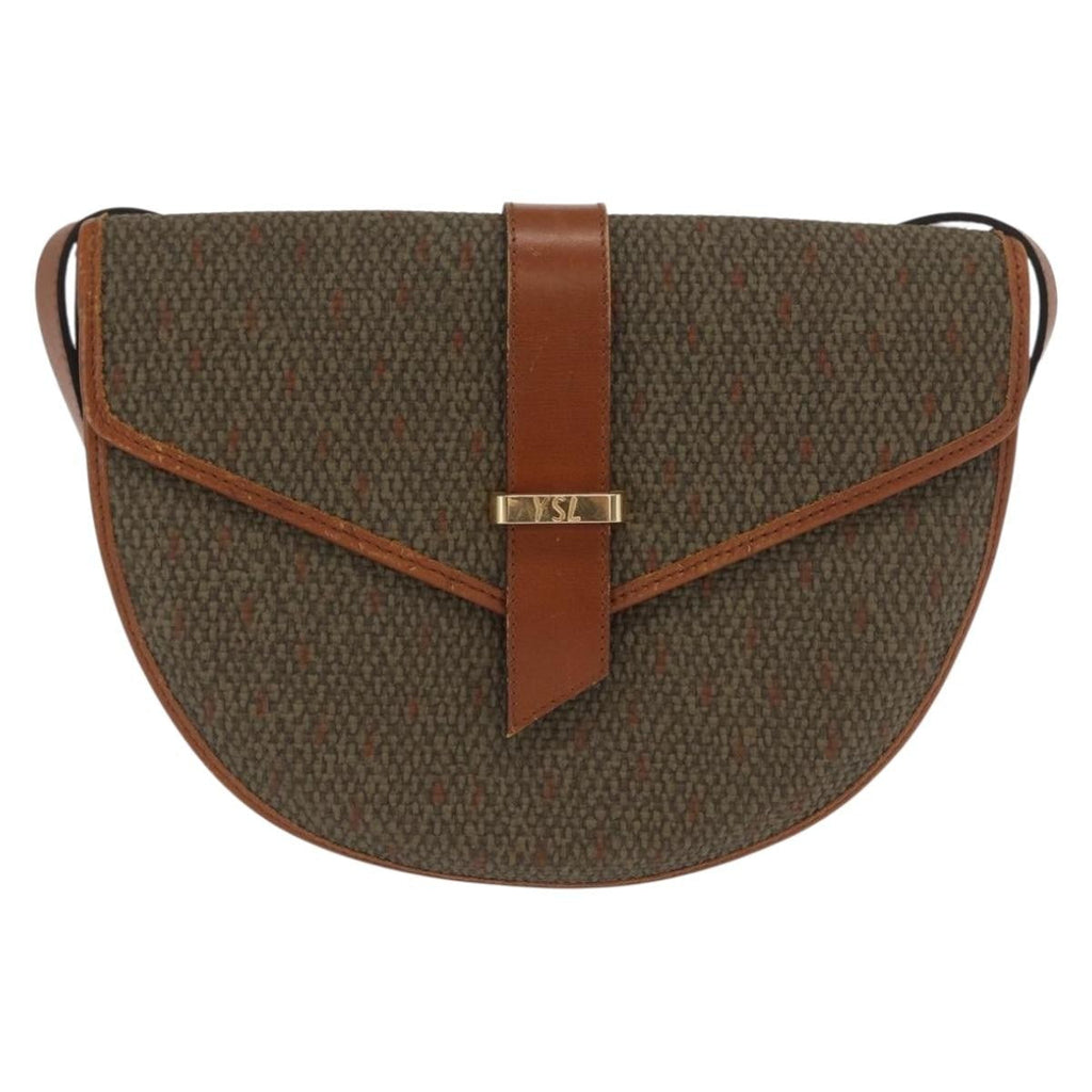 Saint Laurent Vintage Shoulder Bag Canvas Khaki Canvas Shoulder Bag Bag (Pre-Owned)