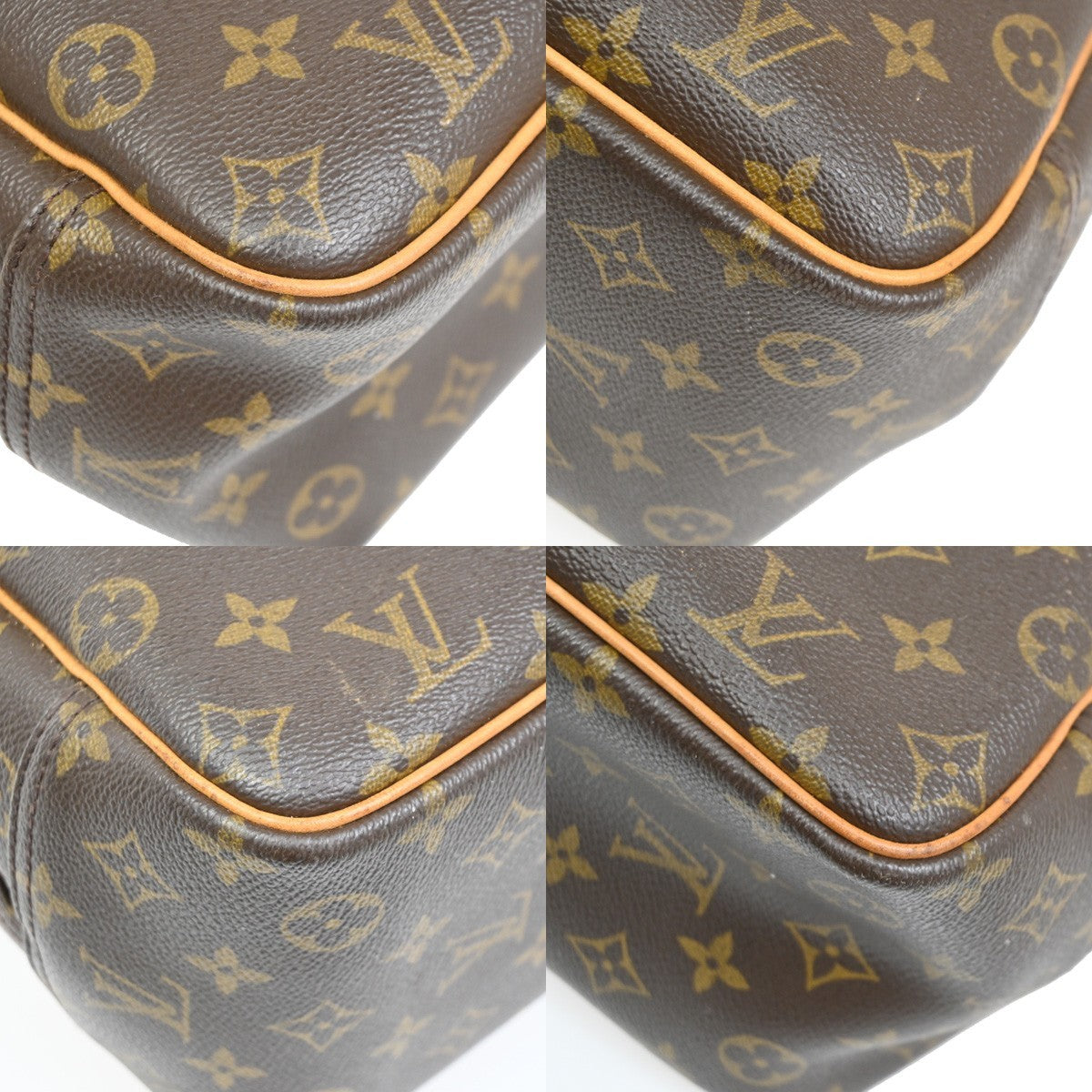 Louis Vuitton Deauville Handbag Monogram Canvas Brown Leather Handbag