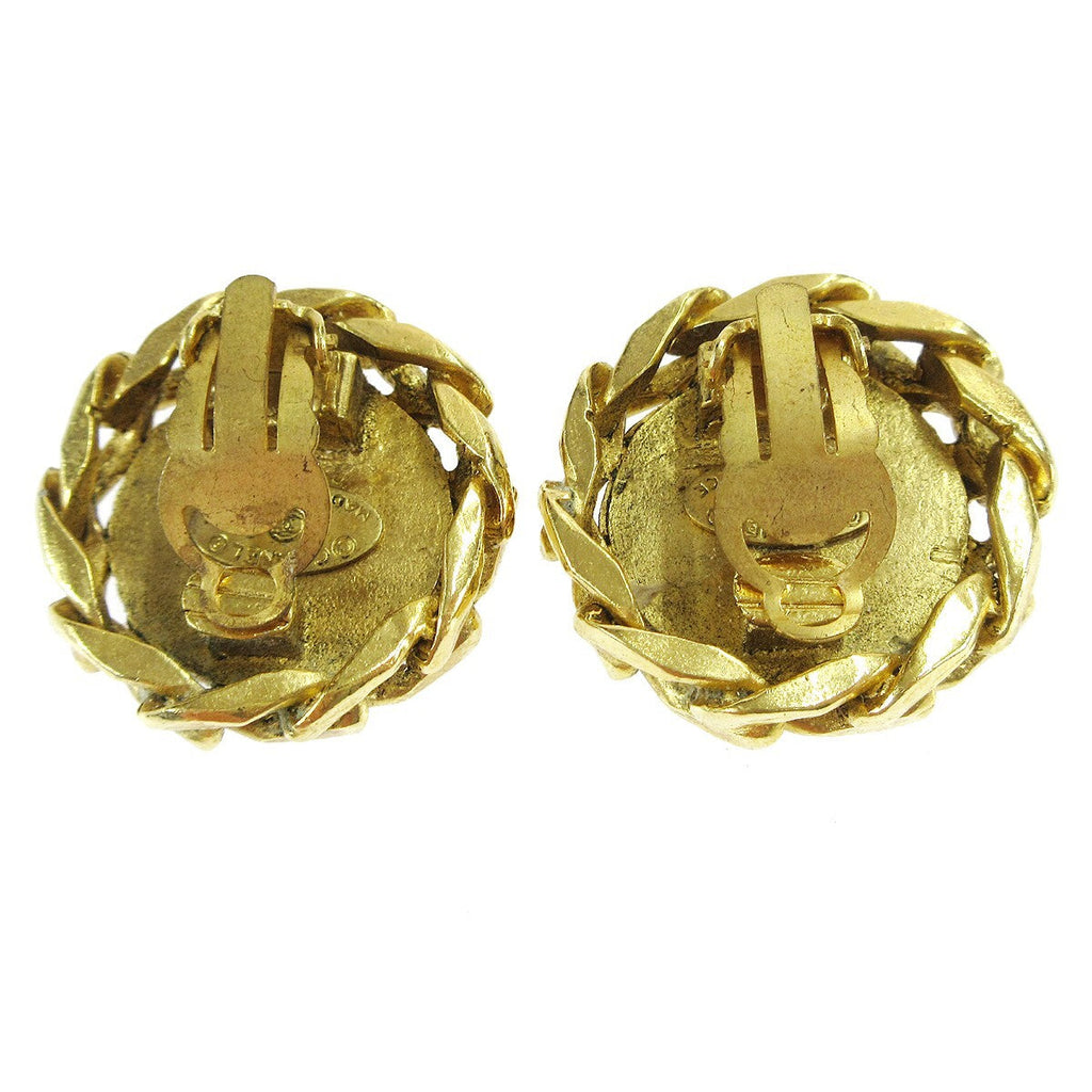 Chanel Cc Button Clip-On Earrings Metal With Faux Pearl Gold Gold_Plated Earrings Jewelry