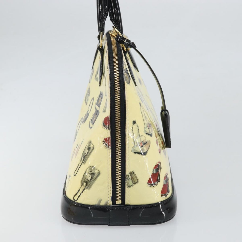 Louis Vuitton Alma Handbag Limited Edition Stickers Monogram Vernis White Patent_Leather Handbag