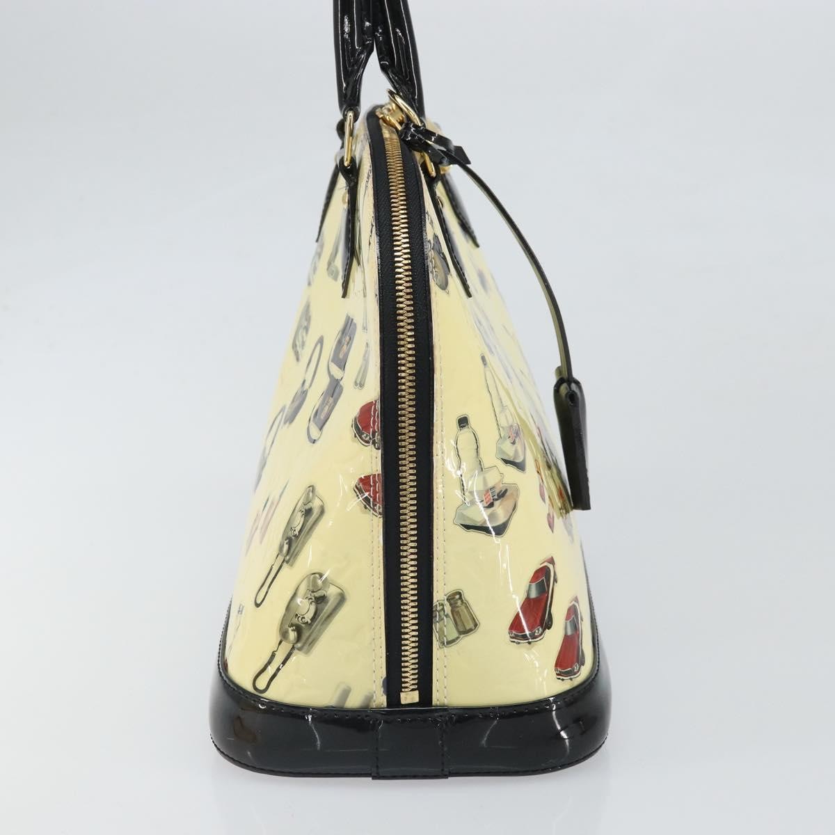 Louis Vuitton Alma Handbag Limited Edition Stickers Monogram Vernis White Patent_Leather Handbag