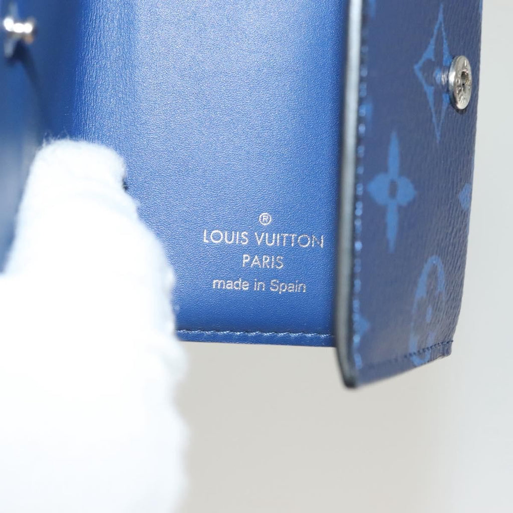Louis Vuitton Discovery Wallet Monogram Taigarama Blue Leather Wallets Accessory