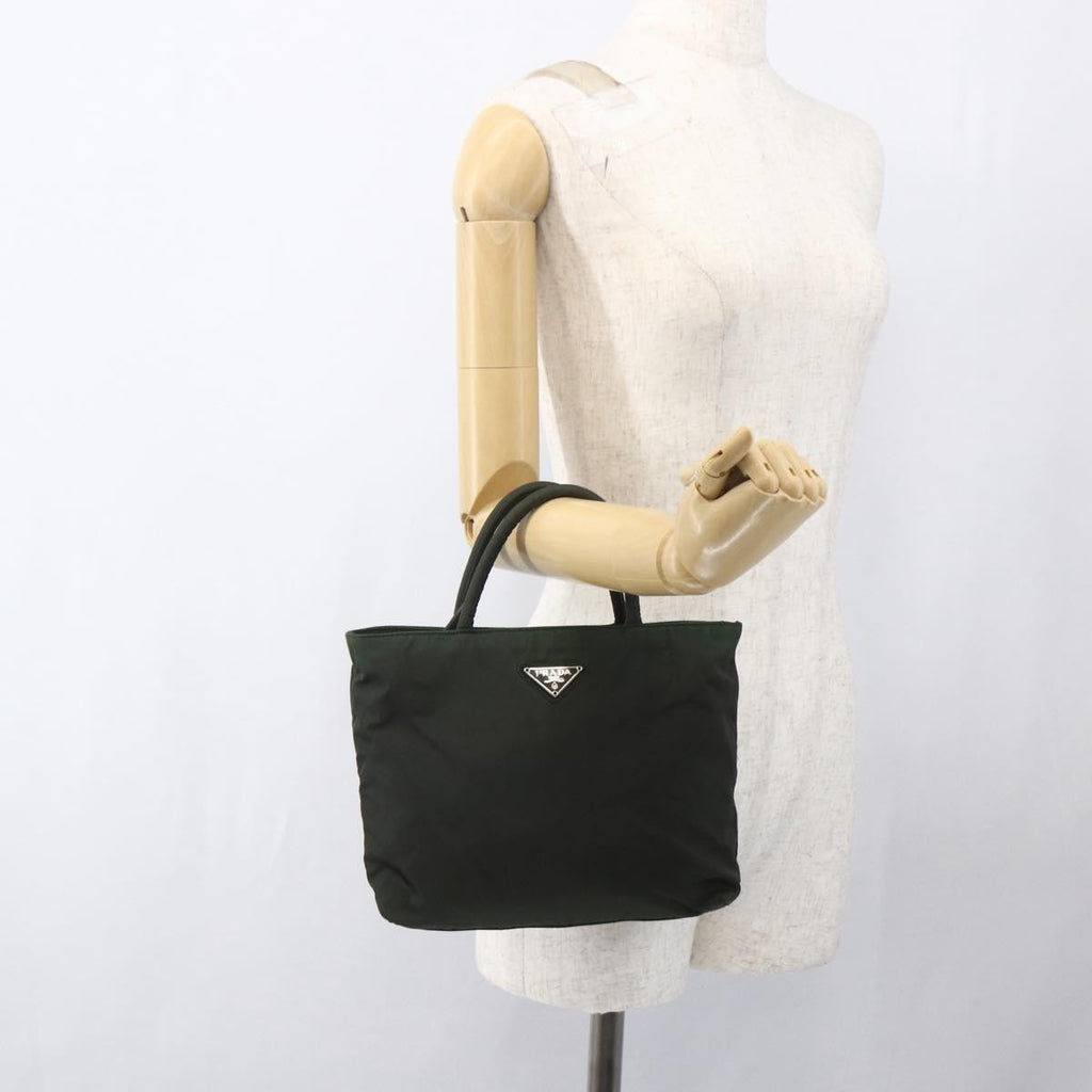 Prada Vintage Zip Handbag Tessuto Khaki Nylon Handbag
