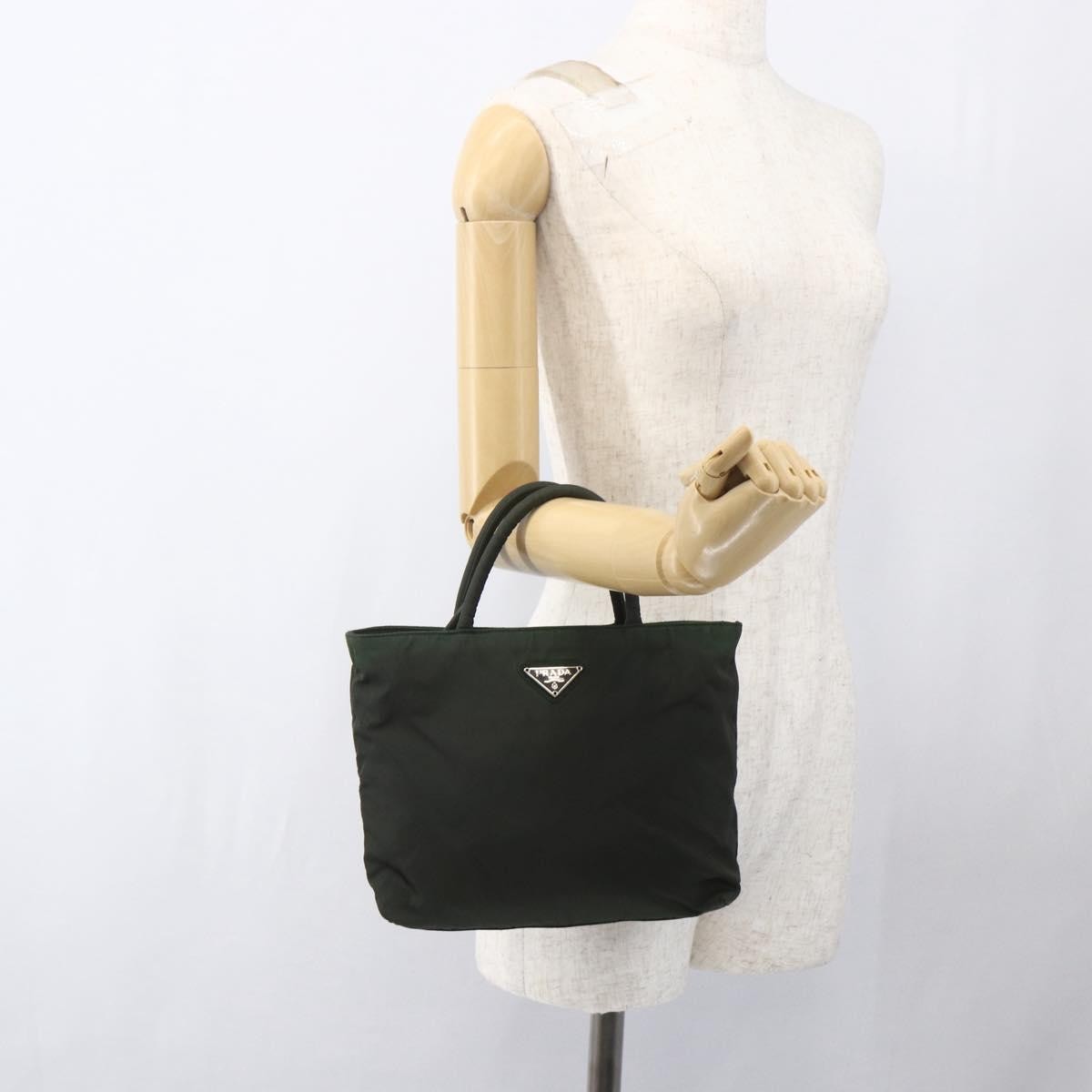 Prada Vintage Zip Handbag Tessuto Khaki Nylon Handbag