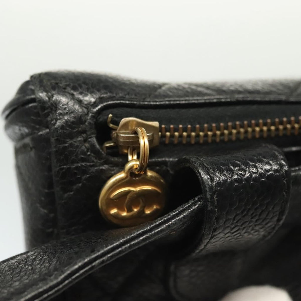 Chanel Vintage Zip Belt Bag Quilted Caviar Black Leather Clutche & Pouche Bag