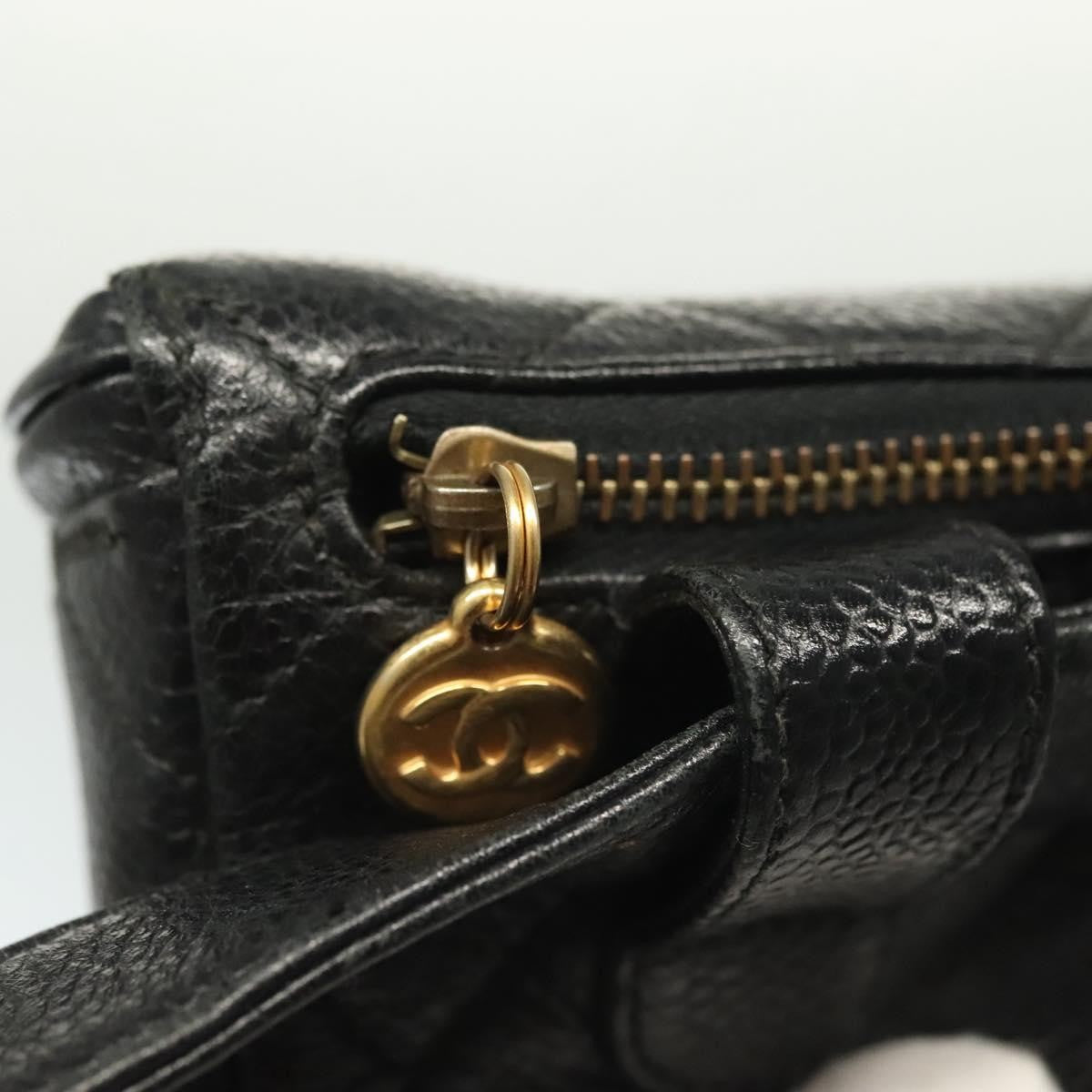 Chanel Vintage Zip Belt Bag Quilted Caviar Black Leather Clutche & Pouche Bag