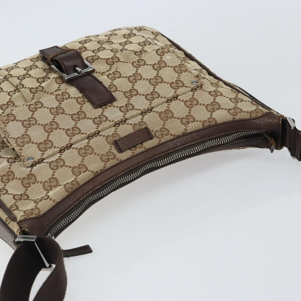 Gucci Vintage Shoulder Bag Gg Canvas And Leather Beige Canvas Shoulder Bag Bag (Pre-Owned)