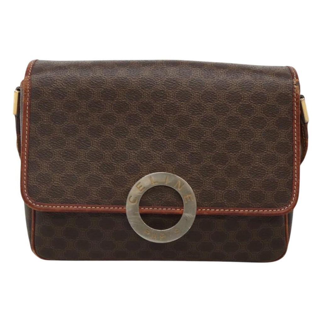 Celine Vintage Macadam Shoulder Bag Canvas And Leather Brown Canvas Shoulder Bag Bag