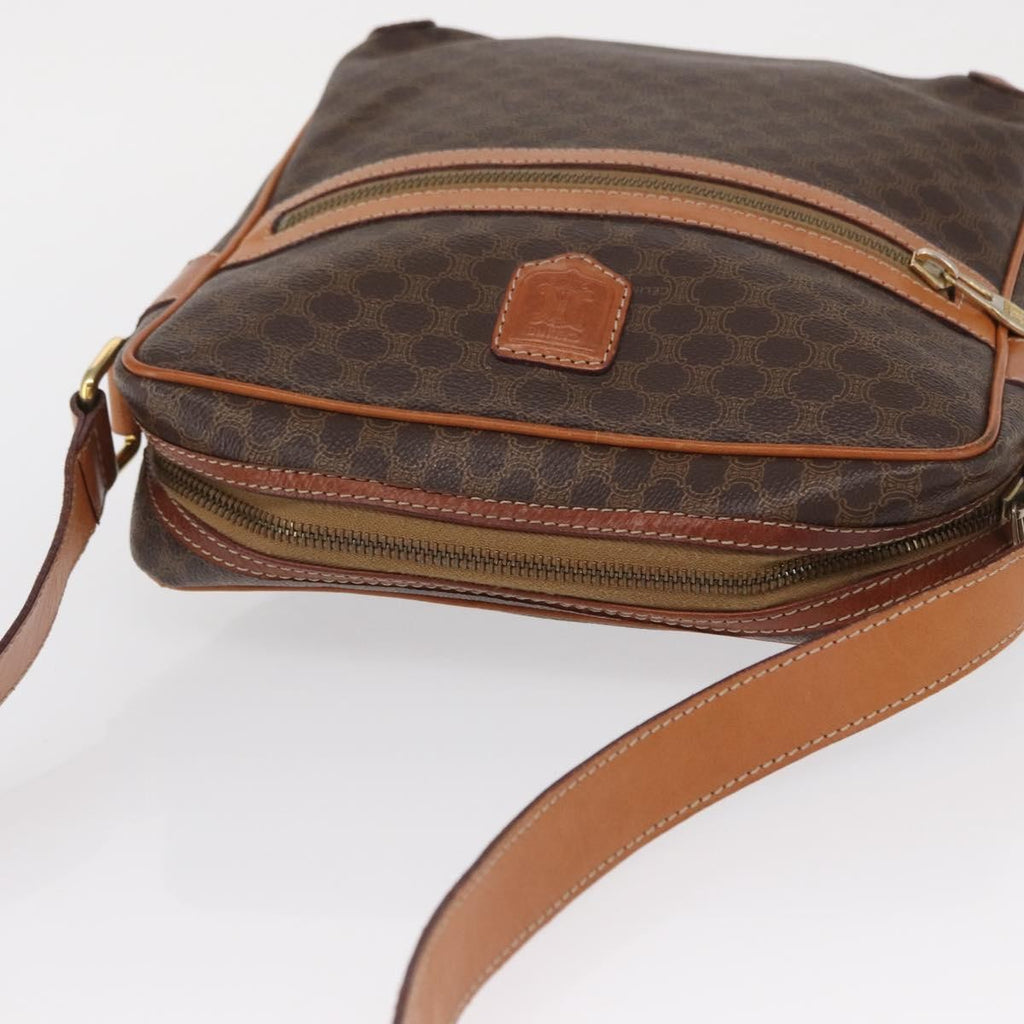 Celine Vintage Macadam Shoulder Bag Canvas And Leather Brown Pvc Shoulder Bag Bag