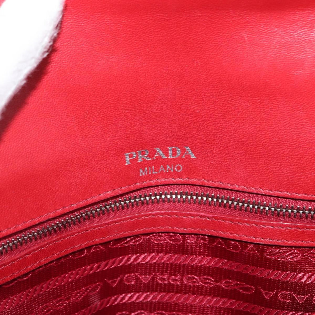 Prada Gaufre Chain Flap Shoulder Bag Nappa Leather Red Leather Shoulder Bag Bag