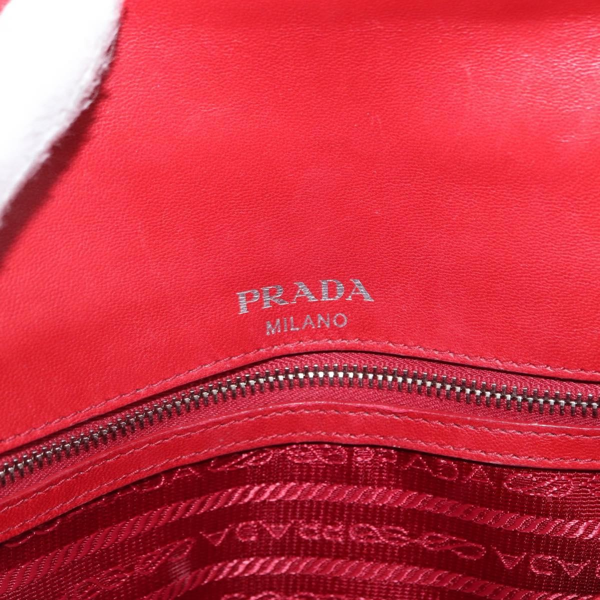 Prada Gaufre Chain Flap Shoulder Bag Nappa Leather Red Leather Shoulder Bag Bag
