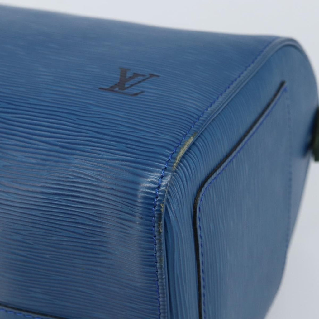 Louis Vuitton Speedy Handbag Epi Leather Blue Leather Handbag