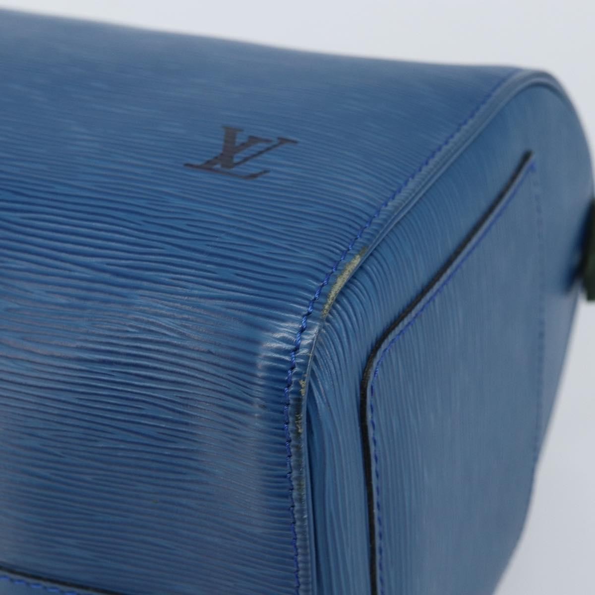 Louis Vuitton Speedy Handbag Epi Leather Blue Leather Handbag