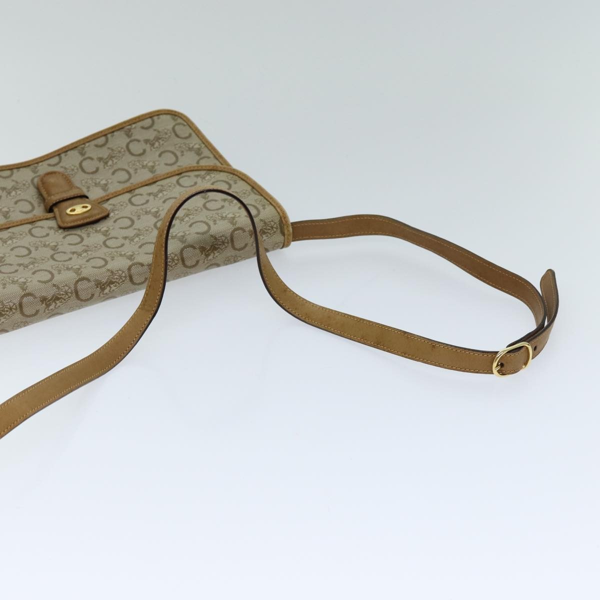 Celine C Macadam Shoulder Bag Canvas Beige Canvas Shoulder Bag Bag