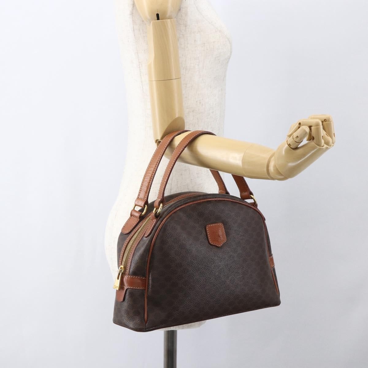 Celine Vintage Macadam Handbag Canvas And Leather Brown Canvas Handbag