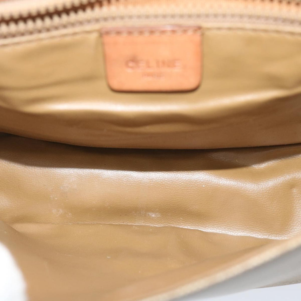 Celine Vintage Macadam Shoulder Bag Canvas And Leather Beige Canvas Shoulder Bag Bag