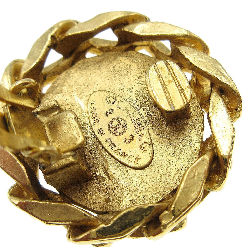 Chanel Cc Button Clip-On Earrings Metal With Faux Pearl Gold Gold_Plated Earrings Jewelry