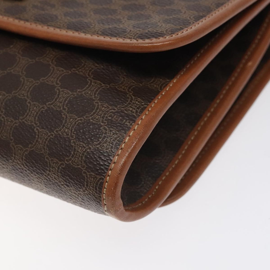 Celine Vintage Macadam Shoulder Bag Canvas And Leather Brown Canvas Shoulder Bag Bag
