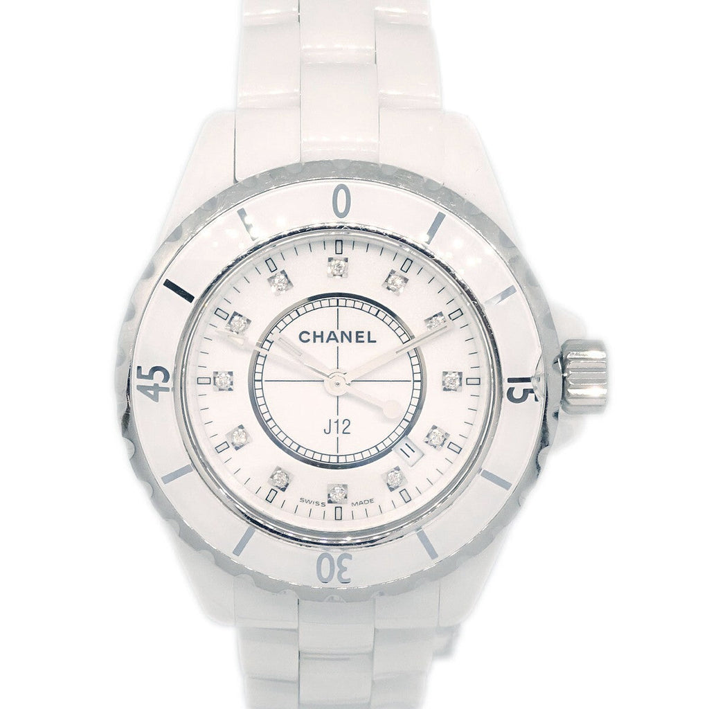 Chanel J12 Quartz Watch Ceramic And Stainless Steel With Diamond Markers Watch