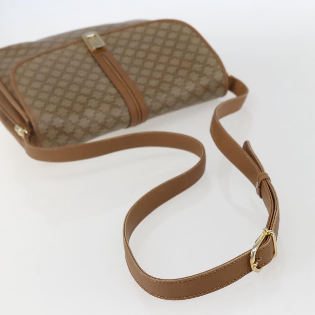 Celine Vintage Macadam Shoulder Bag Canvas And Leather Beige Canvas Shoulder Bag Bag