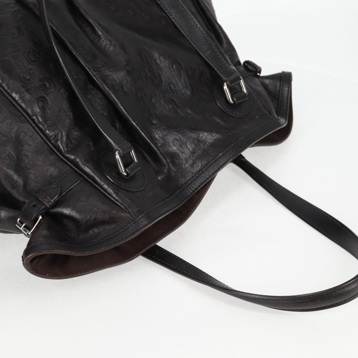 Gucci Full Moon Tote Leather Black Leather Tote Bag Bag (Pre-Owned)