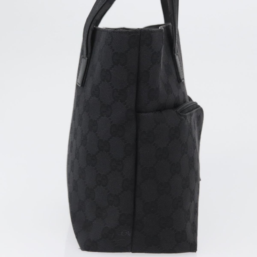 Gucci Double Pocket Tote Gg Canvas Black Canvas Handbag (Pre-Owned)