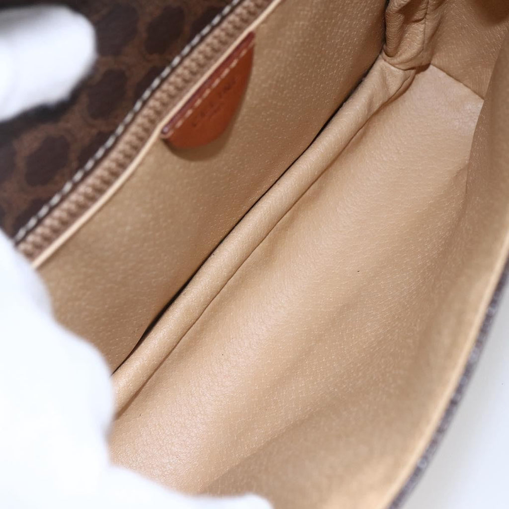 Celine Vintage Macadam Shoulder Bag Canvas And Leather Brown Canvas Shoulder Bag Bag