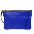 Celine Trio Crossbody Bag Leather Blue Leather Bag