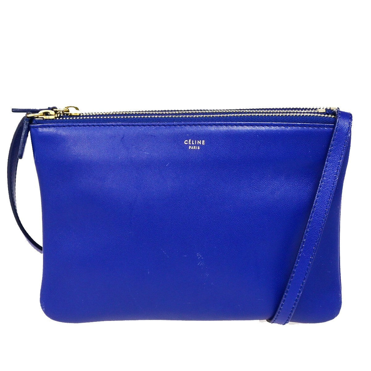 Celine Trio Crossbody Bag Leather Blue Leather Bag